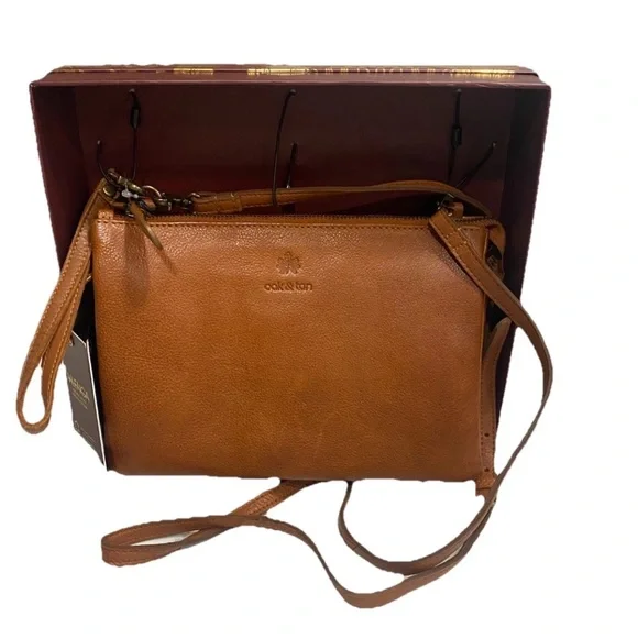 🆕 VILENCA Holland Natalia Crossbody Purse Clutch Cognac Triple Compartment NIB - Picture 7 of 14